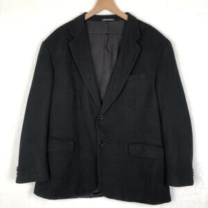 VTG LANDS' END Camel Hair Blazer Men's Sz 48R Black Sport Coat Classic USA Made‎